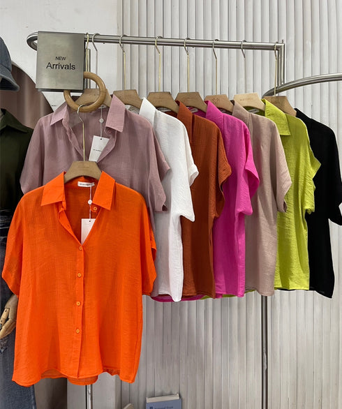 Summer Drop Shoulder Short Sleeves Shirts